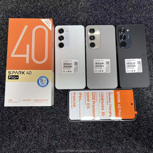 Hot Selling Spark 40 Pro+ Android 14 Smartphone 6.8inch LTE HD Display Deca Core 24+512GB 5000mAh Battery Spanish/English OEM