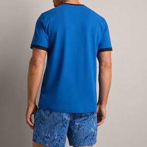 Camiseta de LICRA de algodón de verano para hombre, informal, elástica, para deportes al aire libre, trotar, patrón sólido, liso, teñido, Color en blanco, puño a juego - Product Image 2