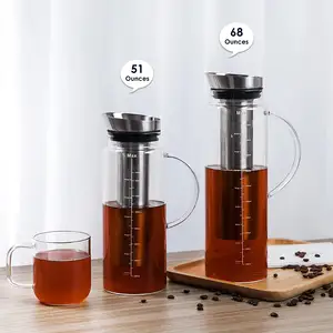 1.5L 68 oz 51oz Leakproof Pot BPA Glass Bottle Ice Drip Pot Espresso Pitcher Cold Brew Tea Coffee Maker with Strainer
