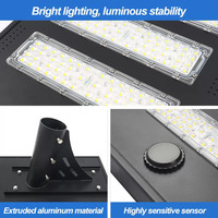 Lampadaire solaire de haute qualité pour autoroute, 250W LED, 5 modules, batterie, IP65, étanche, extérieur, noir, lampe de route