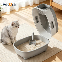 Litière automatique pour chat Petora avec désodorisation UV, grande litière fermée pour animaux de compagnie, toilette pour chat, maison pour chat pour usage intérieur