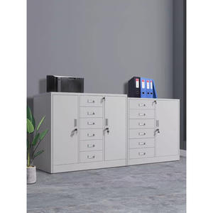 Multi-Drawer Metal Filing Cabinet for Home and Office Low Under-Desk <b>Storage</b> Lock Tool Cabinet for Gym Use - Product Image 3