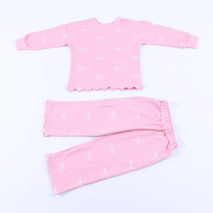 Ensemble sweat-shirt et pantalon 2 pièces pour filles, imprimé nœud papillon, bordure festonnée, pull à manches longues et pantalon, vente en gros - Product Image 2