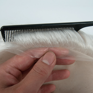 Ready To Ship 100% Indian Virgin Remy Human Hair Toupee for 0.02-0.08 PU Base Dark/Light <b>Brown</b> Natural Hairline 6‘ - Product Image 3