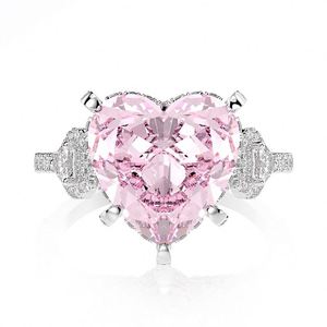 925 plata esterlina 18K oro blanco 11ct gran rosa corazón corte, puro diamante anillo de compromiso anillo de bodas, San Valentín anillo, diamante anillo partido anillo de compromiso para las mujeres - Product Image 1