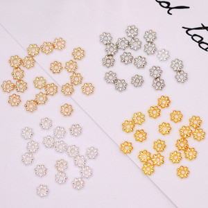 Gold Silver Snowflake Spacer Beads 4mm <b>Metal</b> Plated DIY Jewelry Accessories For <b>Bracelets</b> Hairpins Ornaments - Product Image 1
