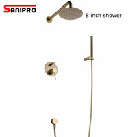 SANIPRO – mélangeur de robinet en laiton brossé, barre spéciale, pont d'exposition en laiton Vintage, Reproduction Antique en cuivre, ensembles de douche dorés