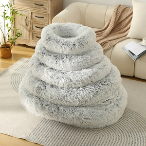 Kunst pelz Flauschig Lang Plüsch Hunde bett Maschinen wasch bar Weich Warm Ellipse Haustier bett Umwelt freundlich Bequem mit abnehmbarer Abdeckung - Product Image 6