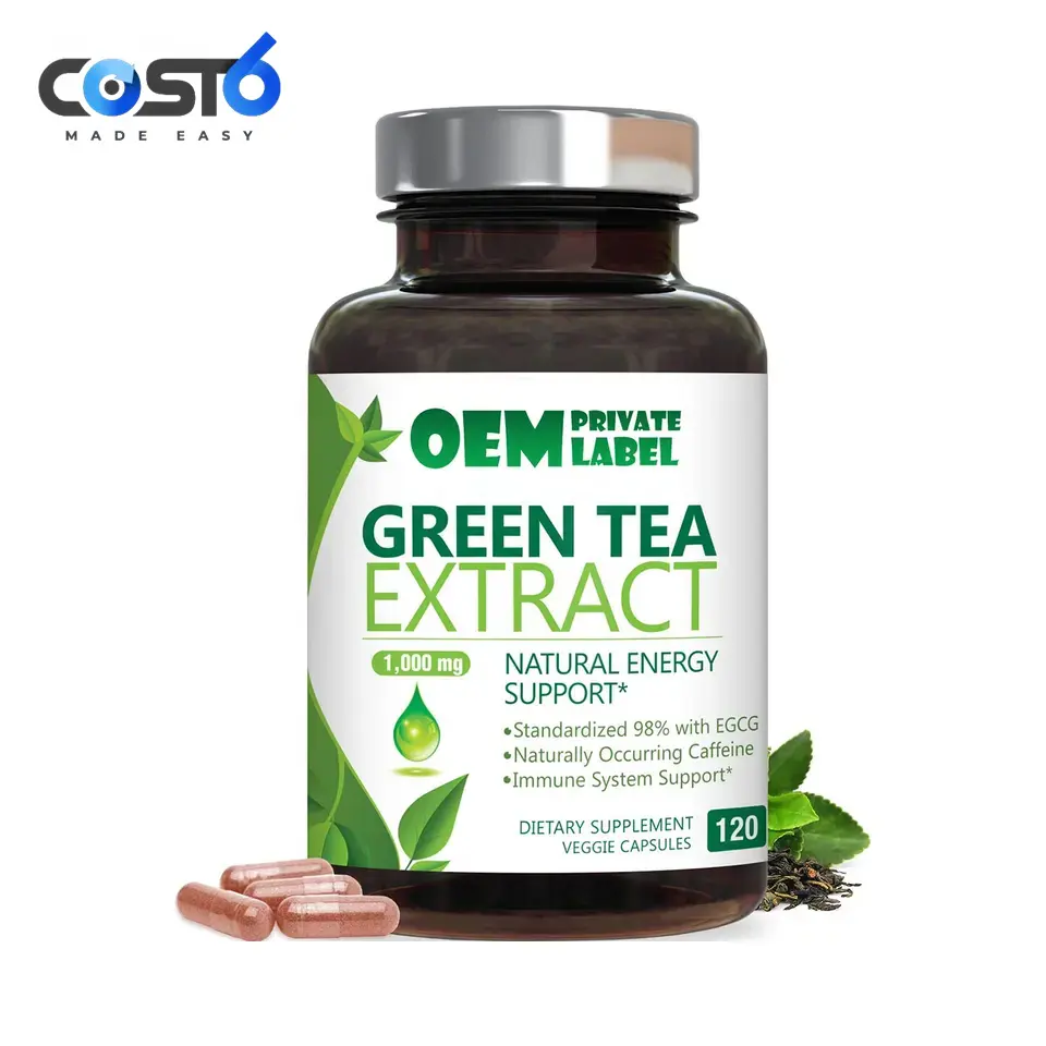 Wholesale Supplier of 100% Organic Fresh and Leaf Plant Extract for Weight Loss Powdered Green Tea Extract Capsule