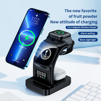 Station de charge sans fil rapide 5 en 1 pour iPhone 14 ci-dessus avec série magnétique veilleuse réveil support de chargeur sans fil