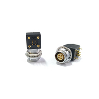 Conector Circular de Empuje y Tracción de 90 Grados, 0B, 4 Pines, Montaje en Panel PCB, Compatible con Conector Hembra Tipo Lemo