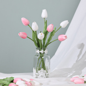 Tulipanes Artificiales Ruilisi Blancos, Amarillos y Rosas de Goma Suave para Decoración de Bodas y Hogar - Product Image 4