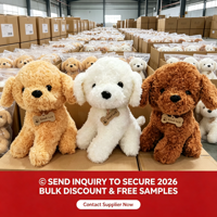 Boneka Anjing Teddy Duduk Lucu 8 Inci, Mainan Plush Poodle Berbulu Lembut, Hewan Boneka Pembawa Keberuntungan dengan Gantungan Tulang dan Hiasan