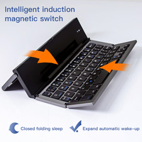 Clavier sans fil Bluetooth pour ordinateur portable et tablette, mini clavier portable en alliage d'aluminium pliable en trois parties, fabriqué par [Nom du fabricant]