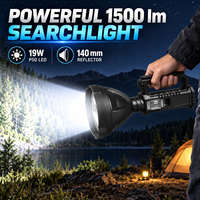 W5120 Banque d'alimentation USB rechargeable étanche avec lampe torche LED en ABS, autonomie 3-4h, 1500lm, 4500mAh pour le camping et les situations d'urgence