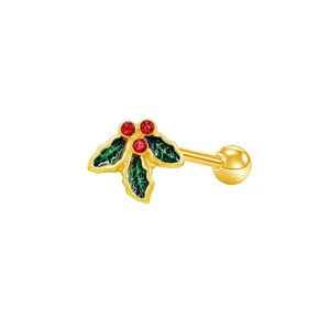 Pendientes de acero inoxidable con diseño de lazo de árbol de Navidad, bastón de caramelo y acebo, joyería para el cartílago de la oreja, accesorios de moda para fiestas - Product Image 4