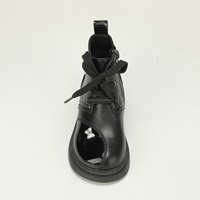 Bottes Martin noires vernies à strass et papillons pour filles, à lacets, avec fermeture éclair latérale, plates, chaudes, d'hiver, style princesse pour enfants