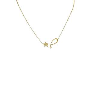 Collar de Cristal con Baño de Oro PVD, Acero Inoxidable 316L, Diseño de Estrella Resistente y Sostenible, Cadena de Serpiente, Minimalista, Unisex - Product Image 1