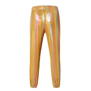 <strong>Mens</strong> Metallic Shiny Disco Pants, Drawstring Waist Party Dance Trousers for 70s/80s Festival <strong>Rave</strong> Cosplay Pants - Product Image 6