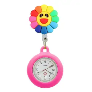 Gesneden Smile Face Bloem Elastische Band Borst Quartz Horloges Cartoon Verpleegsters Horloge