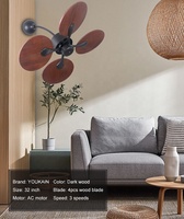 Ventilateur mural électrique de luxe de 32 pouces avec lames en bois massif de conception feuille, ventilateur mural avec télécommande