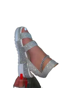 Sandal Muffin Cantik dan Super Lembut dan Berlian Imitasi Zapatos untuk Wanita