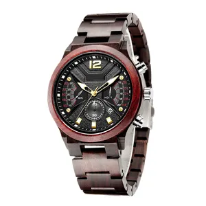 Hoge-Kwaliteit Houten Polshorloge Luxe Multifunctionele Mannen Quartz Horloge