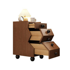 Solid Wood Movable Minimalist Modern <strong>Bedside</strong> <strong>Table</strong> for Home Bedroom Narrow Gap <strong>30cm</strong> Wide Nightstand - Product Image 1