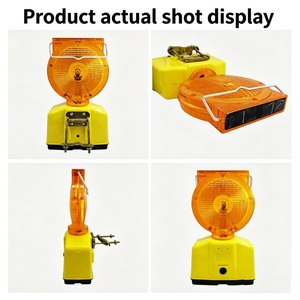 Feux de signalisation clignotants <span class=keywords><strong>LED</strong></span> jaunes solaires en ABS, installation portable, utilisation 24h/24 pour le contrôle du trafic et la construction routière - Product Image 2