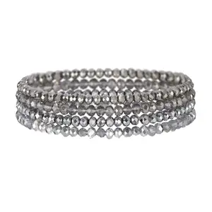 Fashion Jewelry 4Pcs/Set Grey Pink White Blue Series Glass Crystal Bracelets For Women Girls Natural Stone Beads Bracelets