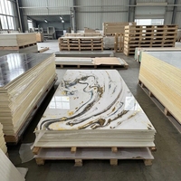 4x8 ft Waterdichte PVC UV Marmer Wandpaneel Decoratieve Plaat Brandwerende Kunststeen Veneer Kunststof Bord voor Badkamer Wandbekleding