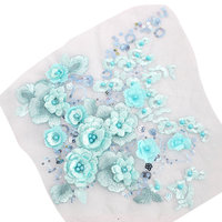 Tulle de fleurs colorées 3D, broderie de strass, dentelle perlée, garniture pour vêtements avec paillettes, bricolage de dentelle, tissu Organza