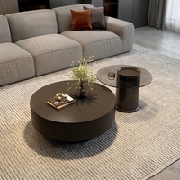 Table basse moderne en pierre frittée avec rangement, structure en bois massif, personnalisation OEM ODM, mobilier de salon, design minimaliste moderne