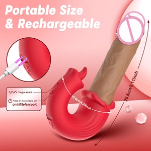 Vibratore <span class=keywords><strong>4</strong></span> <span class=keywords><strong>in</strong></span> 1 a Doppia Stimolazione, Giocattolo Sessuale con Spinta Forte e Leccata Realistica, Massaggiatore Ricaricabile <span class=keywords><strong>in</strong></span> Silicone per Punto G e Clitoride - Product Image 5