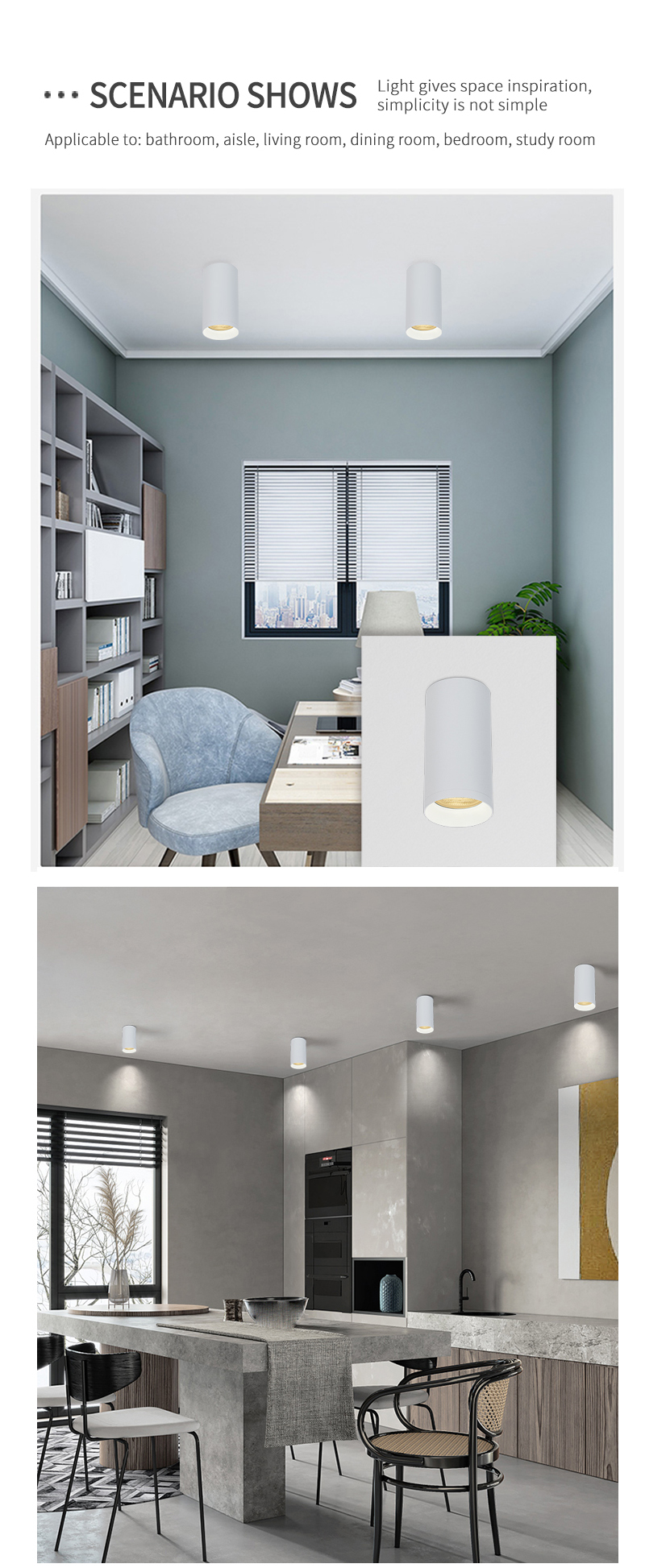 Study Room 50 W Surface LED Pendent Downlight Adjustable Spotlight GU10