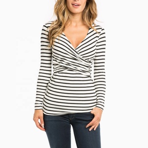 OEM logo personnalisé femmes décontracté hauts d'allaitement doux confort alimentation <span class=keywords><strong>chemise</strong></span> <span class=keywords><strong>grossesse</strong></span> à manches longues hauts maternité allaitement t-shirt - Product Image 4