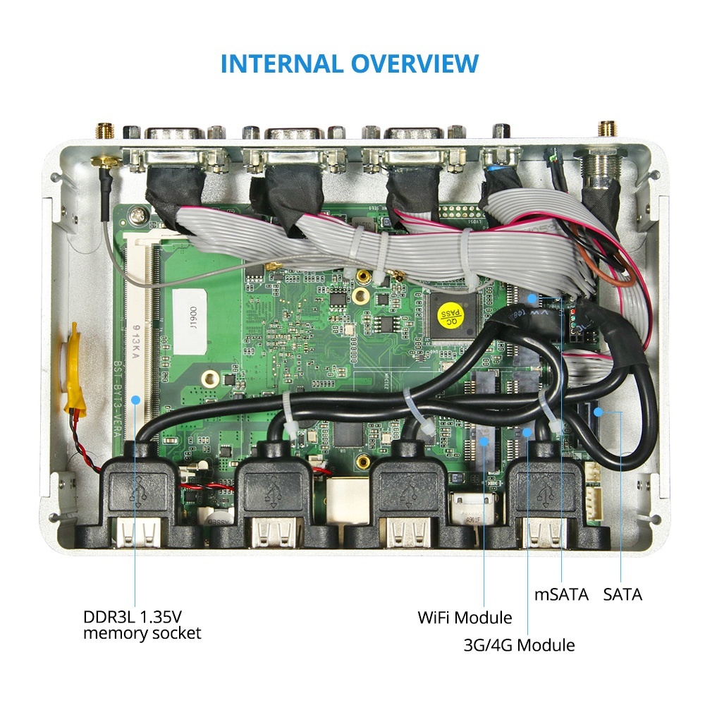 XCY Mini PC sin ventilador J1900 Quad Core pc industrial dual 6 LAN COM 3G/4G LTE integrado computador