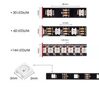 Bande lumineuse LED RGBIC WS2812B alimentée par USB 5V, adressable, couleur de rêve, ruban de pixels pour boîtier de PC, rétroéclairage de télévision, décoration, kit de bricolage