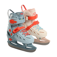 Patins à glace réglables Chaussures de patinage sur glace pour enfants Patins à lacets de hockey Rembourrage doux et soutien de la cheville renforcé avec 4 tailles