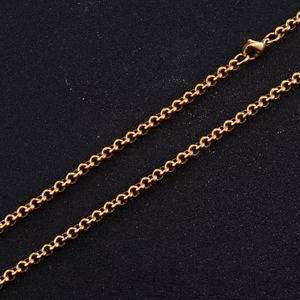 Collier long en acier inoxydable, chaîne à maillons ronds Rolo, collier ras du cou pour femmes et hommes, bijoux plaqués or, accessoires pour le cou - Product Image 4