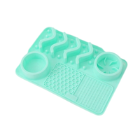 Tapis d'alimentation lente rectangulaire en silicone pour animaux de compagnie, multifonctionnel, anti-étouffement pour chats et chiens, avec ventouses, mangeoire lente 2-en-1
