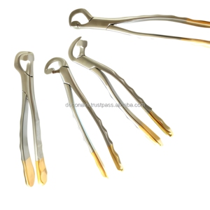 Juego de fórceps dentales de acero inoxidable con mango chapado en oro, instrumentos quirúrgicos, proveedor mayorista - Product Image 3