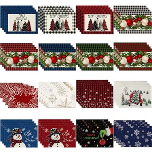 Tovagliette Quadrate in Lino Intrecciato Personalizzabili con Stampa Tradizionale, Design Natalizio 'Let IT Snow Merry Christmas' per E-commerce Transfrontaliero - Product Image 4