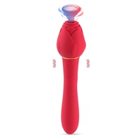 Echte Rose mit Griff Rosen-Vibrator für Frauen, 5 Starke Saugmodi & 10 Vibrationsmodi Klitoris-Stimulator Dildo Sexspielzeug Rose