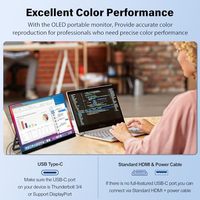 Moniteur OLED Portable 4K 14 pouces haut de gamme 100% 1MS écran UHD pour ordinateur portable PC MAC téléphone commutateur USB-C pour HDMIinterface