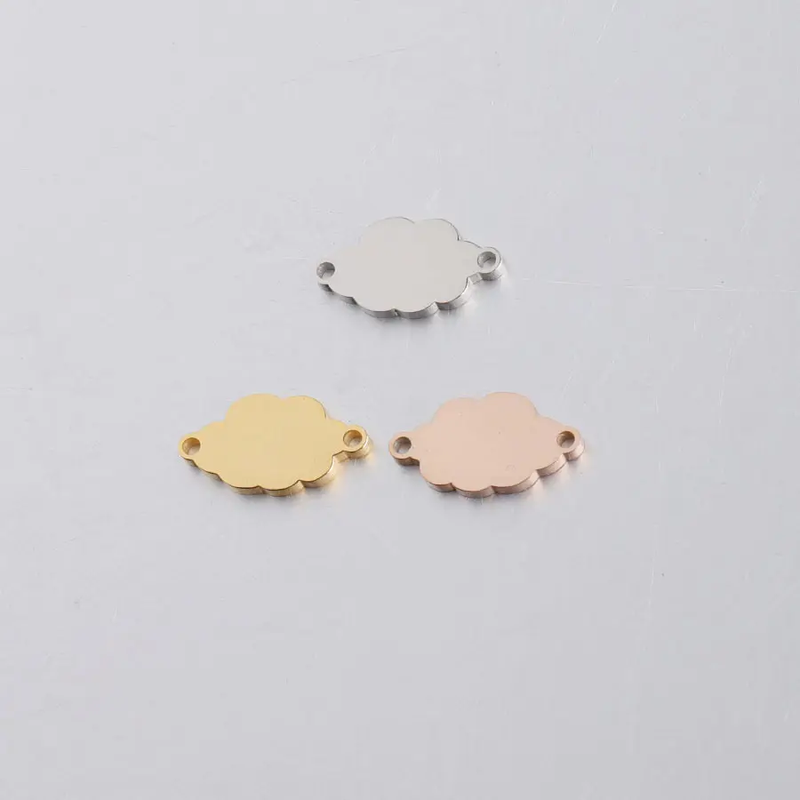 Talismã de pulseira em aço inoxidável, design em nuvem de 8x15.4mm, prata/ouro/rosa, dourado, nuvem, charme para fabricação de joias