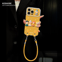 Coque de téléphone pour 16 Promax, 13 avec figurine tridimensionnelle à pois et cordon, 15 en TPU électroplaqué, motif dessin animé, magnétique