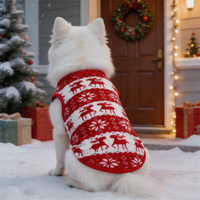 Gilets pour chiens de Noël en peluche pas chers, vêtements pour chiens imprimés rennes pour l'automne et l'hiver