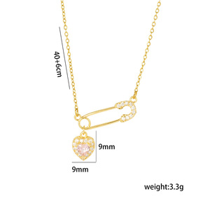 Ly04 Cá Nhân Zircon An Toàn Pin Mặt Dây Chuyền Vòng Cổ Màu Hồng Tình Yêu Trái Tim Quyến Rũ Thép Không Gỉ Dây Chuyền - Product Image 4