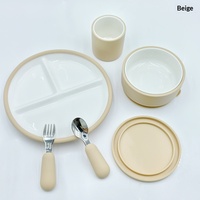 Ensemble de vaisselle moderne en silicone pour bébé, grande assiette à ventouse, bol, accessoires d'alimentation, qualité alimentaire, sans BPA, conforme aux normes du marché américain